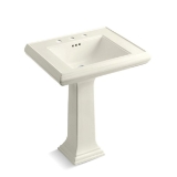 Memoirs® Bathroom Sink Basin With Overflow, Rectangular, 4 in Faucet Hole Spacing, 27 in W x 22 in D x 35 in H, Pedestal Mount, Fireclay, Biscuit