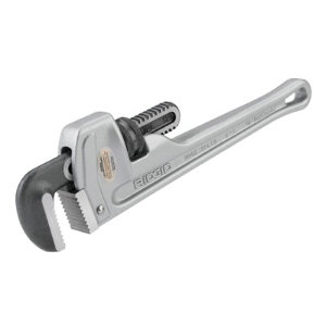 RIDGID® 31090 Straight Pipe Wrench, 1-1/2 in Pipe, 10 in OAL, Floating Forged Hook Jaw, Aluminum Handle, Knurled Nut Adjustment