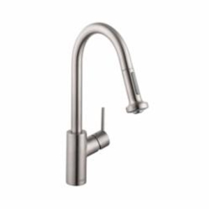 Hansgrohe 14877801 Talis S Pull Down Kitchen Faucet, 1.75 gpm Flow Rate, Steel Optik, 1 Handle, 1 Faucet Hole, Residential