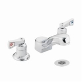 Moen® 8224 M-DURA™ Widespread Lavatory Faucet, 2.2 gpm Flow Rate, 4.2 in H Spout, 8 in Center, Chrome, 2 Handles, Grid Drain