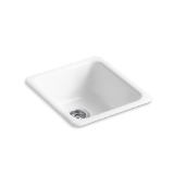Kohler® 6584-0 Iron/Tones® Kitchen Sink, White, Rectangular Shape, 14 in L x 16 in W x 7-1/2 in D Bowl, 17 in L x 18-3/4 in W x 8-1/4 in H, Top/Undermount, Enameled Cast Iron