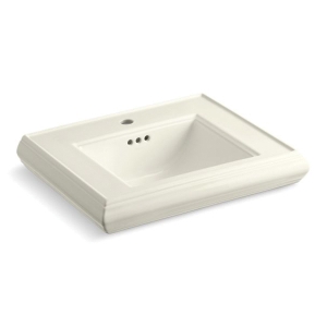 Kohler® 2239-1-96 Memoirs® Bathroom Sink Basin with Overflow Drain, Rectangular Shape, 24 in W x 19-3/4 in D x 8 in H, Pedestal Mount, Fireclay, Biscuit