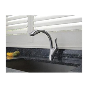 DELTA® 4197-AR-DST Cassidy® Kitchen Faucet, 1.8 gpm Flow Rate, 360 deg Swivel Spout, Arctic™ Stainless, 1 Handle, 1/3 Faucet Holes