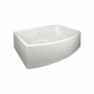 Rohl® RC3021-PCT Shaws Classic Waterside Bowed Apron Front Kitchen Sink, Rectangle Shape, 29-7/8 in W x 20-7/8 in D x 10-1/32 in H, Fireclay, Parchment
