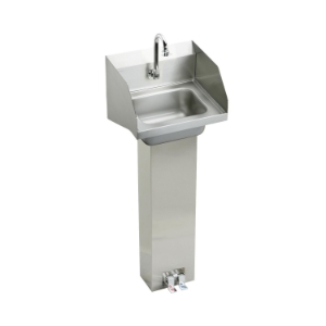 Elkay® CHSP1716LRSC Lead Free Scrub/Handwash Sink Package, Rectangle Shape, 16-3/4 in W x 15-1/2 in D x 6 in H, Pedestal Mount, 304 Stainless Steel, Buffed Satin