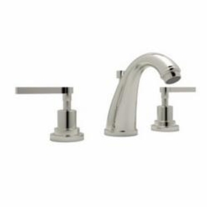 Rohl® A1208LMPN-2 Transitional Bath Avanti Widespread Lavatory Faucet, 1.2 gpm Flow Rate, 3-45/64 in H Spout, 8 in Center, Polished Nickel, 2 Handles, Pop-Up Drain