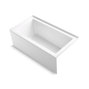 Kohler® 20202-RA-0 Underscore® Bathtub with Integral Apron and Integral Flange, Rectangular Shape, 60 in L x 32 in W, Right Drain, White