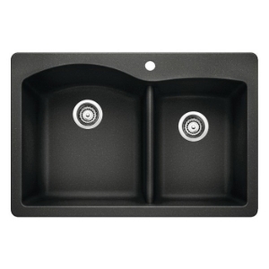 Blanco 440215 DIAMOND™ SILGRANIT® II Kitchen Sink, Rectangle Shape, 1 Faucet Hole, 33 in W x 22 in D, Drop-In Mount, Granite, Anthracite