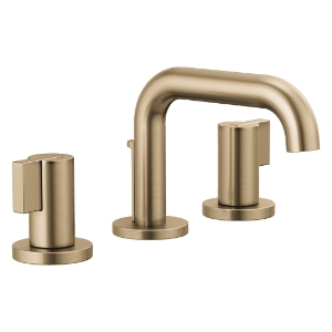 Brizo® 65334LF-GLLHP Litze® Widespread Lavatory Faucet - Less Handles, 1.5 gpm, 3 in H Spout, 6 to 16 in Center, Luxe Gold, 2 Handles, Metal Pop-Up Drain