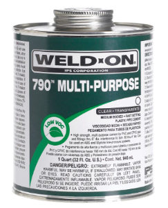 Weld-On® 790™ 10257 Low VOC Medium Body Multi-Purpose Solvent Cement, 1 Quart Container, Light Amber