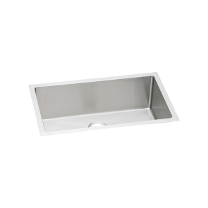 Elkay® EFRU281610T Crosstown® Transitional Kitchen Sink, Polished Satin, Rectangle Shape, 28 in L x 16 in W x 10 in D Bowl, 30-1/2 in L x 18-1/2 in W x 10 in H, Undermount, 16 ga 304 Stainless Steel