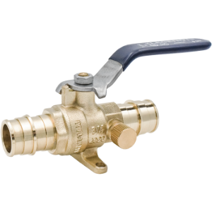 LEGEND® 101-565NL T-1960NL Drop Ear Ball Valve with Drain, 1 in Nominal, PEX End Style, DZR Forged Brass Body, Full Port