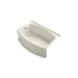 Kohler® 1100-LA-96 Bathtub with Integral Flange, Expanse®, Soaking Hydrotherapy, Curved Shape, 60 in L x 38 in W, Left Drain, Biscuit