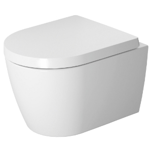 DURAVIT 25300926921 Rimless Toilet, ME by Starck, 0.8/1.28 gpf, White/White Satin Matte with WonderGliss