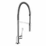 AXOR 39840001 Citterio Semi-Pro Kitchen Faucet, 1.75 gpm Flow Rate, 360 deg Swivel Spout, Polished Chrome, 1 Handle, 1 Faucet Hole