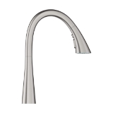 GROHE 32298DC3 Ladylux® Pull-Down Kitchen Faucet, 1.75 gpm, Supersteel, 1 Handle, 1 Faucet Hole, Residential