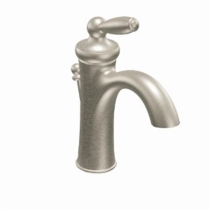 Moen® 6600BN Bathroom Faucet, Brantford™, 1.2 to 1.5 gpm, 4-13/16 in H Spout, 1 Handle, 50/50 Pop-Up Drain, 1 Faucet Hole, Brushed Nickel, Traditional