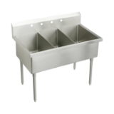 Elkay® WNSF83542 Scullery Sink, 57 in L x 27-1/2 in W x 44 in H, Floor Mount, 304 Stainless Steel, 3 Bowls, 8 in Faucet Hole Spacing, 8 in Backsplash