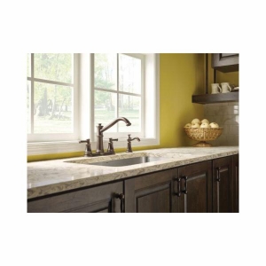 Moen® 7255SRS Belfield™ Kitchen Faucet, 1.5 gpm Flow Rate, 8 in Center, Fixed Spout, Spot Resist® Stainless Steel, 2 Handles