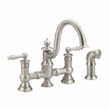 Moen® S713SRS Waterhill™ Bridge Kitchen Faucet, 1.5 gpm Flow Rate, 8 in Center, Spot Resist™ Stainless, 2 Handles