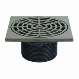 Sioux Chief 842-4LNQ Adjustable On-Grade Floor Drain With Ring and Strainer, 4 in Outlet, MNPT Connection, 7-1/16 in Grid, ABS Drain