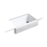 Kohler® 6351-0 Whitehaven® Kitchen Sink, Rectangular Shape, 35-11/16 in W x 9-5/8 in D x 21-9/16 in H, Undermount, Enameled Cast Iron, White