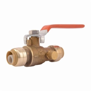 Sharkbite® 22304-0000LF Ball Valve with Drain/Vent, 1/2 in Nominal, Push-Fit End Style, Brass Body, NBR Softgoods