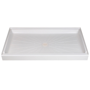 ELM® 3460M Rectangular Single Threshold Shower Floor, DuraBase®, White, 34 in L x 60 in W