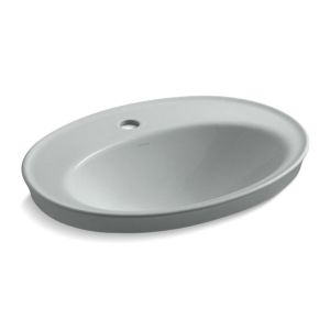 Kohler® 2075-1-95 Serif® Self-Rimming Bathroom Sink With Overflow Drain, Oval Shape, 22-1/8 in W x 16-1/4 in D x 8-1/4 in H, Drop-In Mount, Vitreous China, Ice Gray™