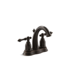 Kohler® 13490-4-2BZ Kelston® Centerset Bathroom Sink Faucet, Oil Rubbed Bronze, 2 Handles, Pop-Up Drain, 1.2 gpm Flow Rate