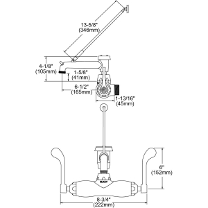 Elkay® LK945BP07T6T Traditional Service/Utility Faucet, Wall Mount, 2 Handles, 8 in Center, 2.2 gpm, Polished Chrome