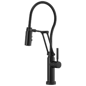 Brizo® 64121LF-BL Solna® Articulating Kitchen Faucet with Finished Hose, 1.8 gpm Flow Rate, Matte Black, 1 Handle, 1 Faucet Hole, Traditional, Commercial