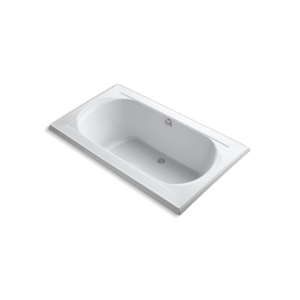 Kohler® 1417-W1-0 Memoirs® Bathtub with Bask® Heated Surface and Reversible Drain, Memoirs®, Soaking, Rectangle Shape, 72 in L x 42 in W, Center Drain, White