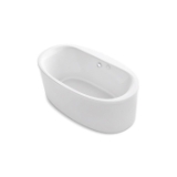 Kohler® 1966-GHW-0 Sunstruck® Heated Air Bathtub with Bask® Heated Surface and Straight Shroud, BubbleMassage™, Oval Shape, 65-13/16 in L x 36 in W, Center Drain, White