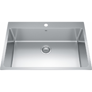 Kindred BSL2131-9-1N Brookmore 31-in LR x 20.9-in FB x 9-in DP Drop-In Single Bowl Stainless Steel Sink