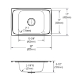 Elkay® CDKAD2517650 Celebrity® Classroom Sink, Rectangle Shape, 17 in W x 6-1/2 in H, Top Mount, 304 Stainless Steel, Brushed Satin