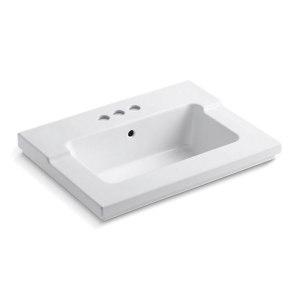 Kohler® 2979-4-0 Tresham® Bathroom Sink With Overflow Drain, Rectangular Shape, 2 in Faucet Hole Spacing, 25-7/16 in W x 19-1/16 in D x 7-7/8 in H, ITB/Vanity Top Mount, Vitreous China, White