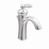 Moen® 6600 Bathroom Faucet, Brantford™, 1.2 to 1.5 gpm Flow Rate, 4-13/16 in H Spout, 1 Handle, 50/50 Pop-Up Drain, 1 Faucet Hole, Chrome, Traditional