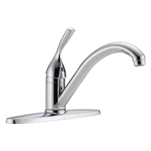 DELTA® 100-DST Classic Kitchen Faucet, 1.8 gpm Flow Rate, 8 in Center, Swivel Spout, Chrome, 1 Handle