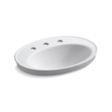 Kohler® 2075-8-0 Serif® Self-Rimming Bathroom Sink with Overflow Drain, Oval Shape, 8 in Faucet Hole Spacing, 22-1/8 in W x 16-1/4 in D x 8-1/4 in H, Drop-In Mount, Vitreous China, White