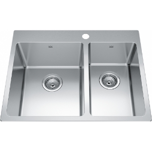 Kindred BCL2127R-9-1N Brookmore 27-in LR x 20.9-in FB x 9-in DP Drop-In Double Bowl Stainless Steel Sink