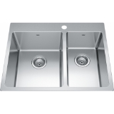 Kindred BCL2127R-9-1N Brookmore 27-in LR x 20.9-in FB x 9-in DP Drop-In Double Bowl Stainless Steel Sink