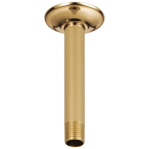 Brizo® RP48985PG Shower Arm and Flange, 6 in L, Solid Brass Arm, 1/2 in NPT Both Ends, Ceiling Mount, Polished Gold