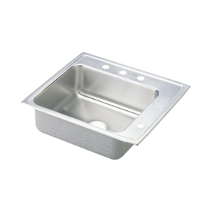 Elkay® DRKADQ222060R4 Lustertone™ Classic Classroom Sink, Rectangle Shape, 19-1/2 in W x 6 in H, Top Mounting, 304 Stainless Steel