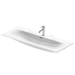 DURAVIT 2344120030 Viu Furniture Washbasin With Overflow, Rectangle Shape, 7-7/8 in Faucet Hole Spacing, 48-1/2 in L x 19-3/8 in W x 7-3/8 in H, Wall Mount, Ceramic, White