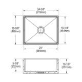 Elkay® SWUF2520WH Explore™ Traditional Farmhouse Apron Front Kitchen Sink, Rectangle Shape, 19-5/8 in W x 10-1/8 in H, Fireclay, White