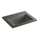Memoirs® Elegant Self-Rimming Bathroom Sink With Overflow, Rectangular, 8 in Faucet Hole Spacing, 22-3/4 in W x 18 in D x 8-7/8 in H, Drop-In Mount, Vitreous China, Thunder™ Gray