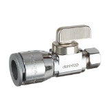 dahl 511-QG3-31 dahal-Eco™ mini-ball™ QUICK-GRIP™ Straight Supply Stop, 1/2 x 3/8 in Nominal, Quick-Grip x Compression End Style, 125 psi Pressure, Brass Body, Polished Chrome
