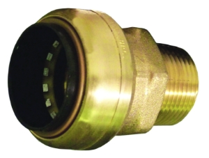 EPC TECTITE™ 10177380 204R Push Male Reducing Adapter, 1/2 x 3/4 in Nominal, C x Male End Style, Brass
