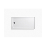 Kohler® 1937-0 Ballast™ Single Threshold Alcove Shower Base, White, Left Drain, 60 in L x 32 in W x 3-3/16 in D